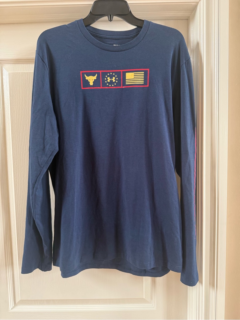 Under Armour Project Rock Shirt Mens Large Navy Long Sleeve Respect